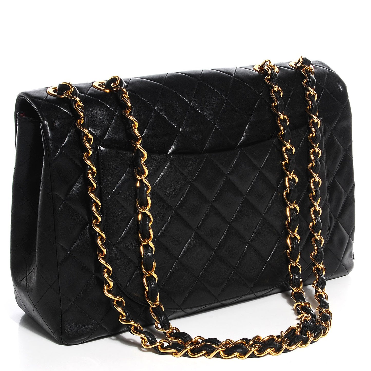 Lambskin Quilted XL Jumbo Flap Black
