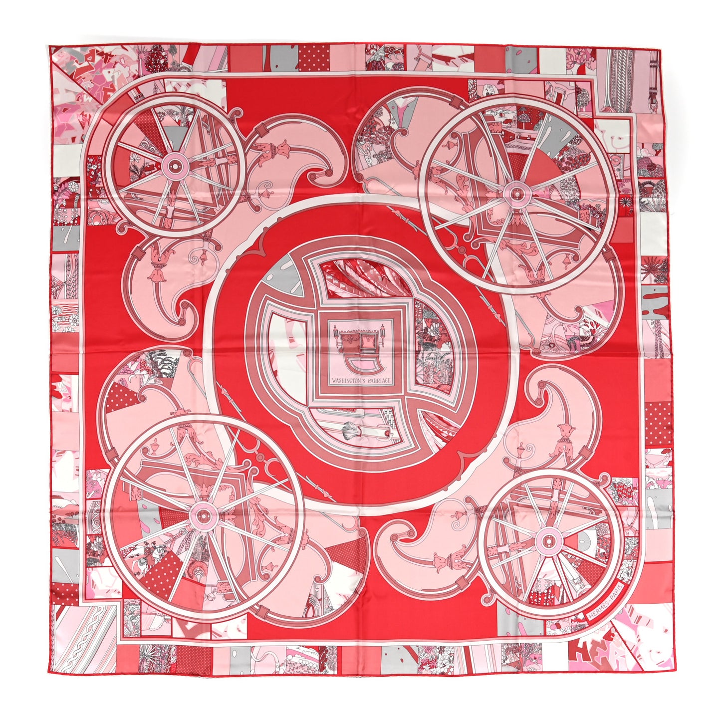Silk Washington Carriage Scarf 140 Rouge Grenadine Rose Pale