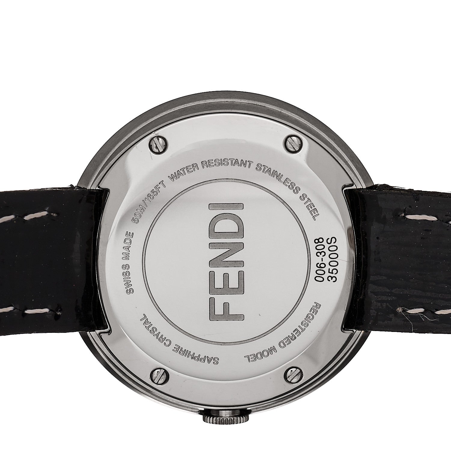 Fendi Stainless Steel Patent Diamond Pave Bezel 28mm My Way Quartz Watch Black 4 of 6