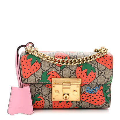 Gucci GG Supreme Monogram Strawberry Small Padlock Shoulder Bag 1 of 11
