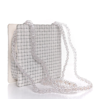 Chanel Tweed Zip Tote White Black 3 of 7