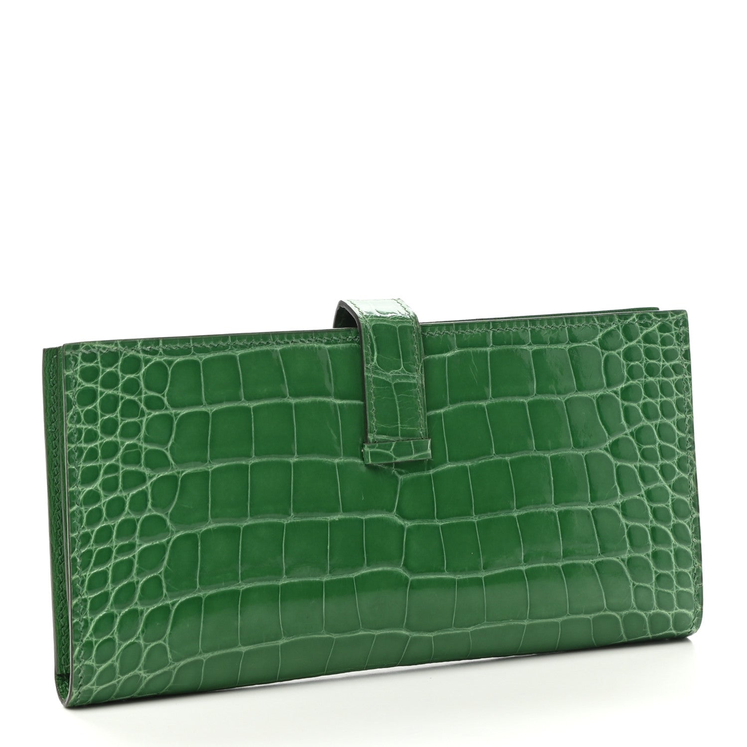 Hermes Shiny Alligator Bearn Wallet Cactus 3 of 8