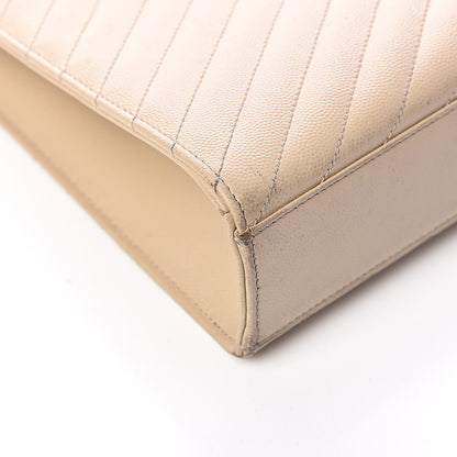 Saint Laurent Grain De Poudre Matelasse Chevron Large Monogram Satchel Nude Powder 14 of 18