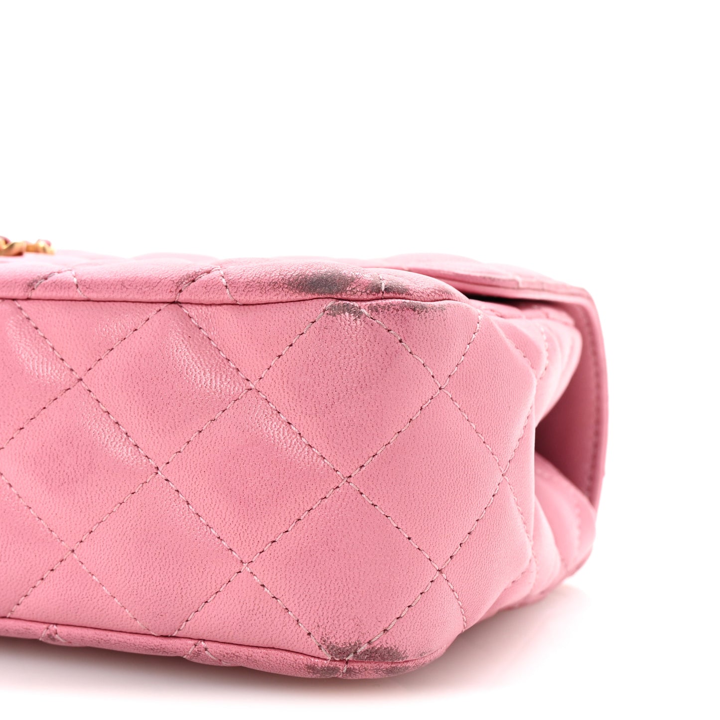 Lambskin Quilted Mini Strass On Top Flap Pink