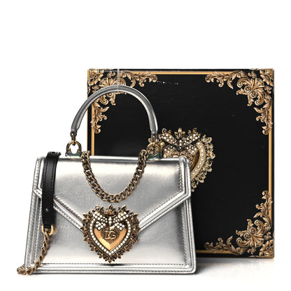 Dolce & Gabbana Metallic Nappa Small Devotion Top Handle Bag Silver 10 of 10