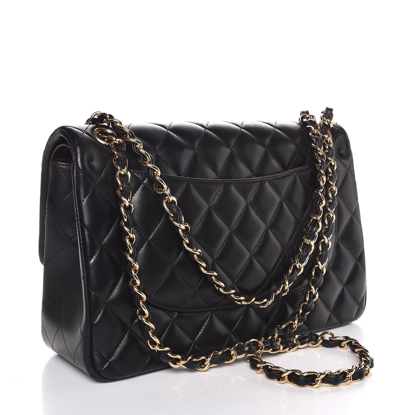 Lambskin Quilted Jumbo Double Flap Black