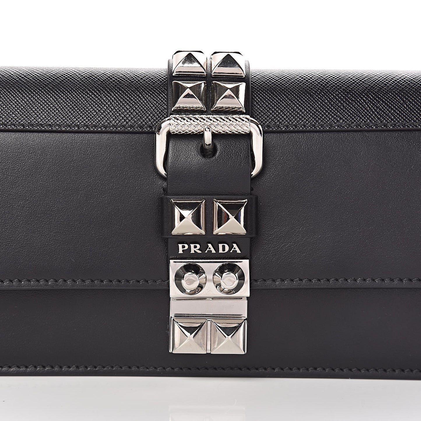 City Calfskin Saffiano Studded Elektra Clutch Black