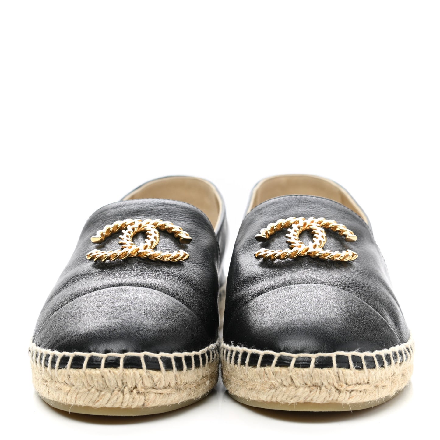 Calfskin Chain CC Espadrilles 41 Black