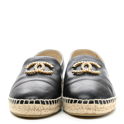 Chanel Calfskin Chain CC Espadrilles 41 Black 2 of 9