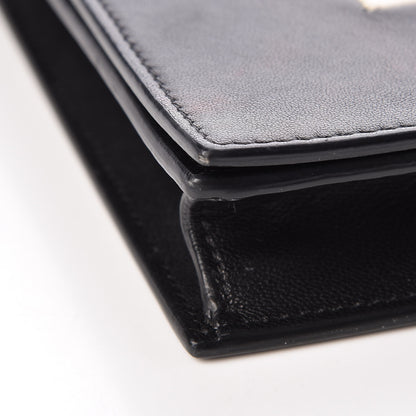 Celine Smooth Lambskin Frame Evening Chain Clutch Black White 11 of 16