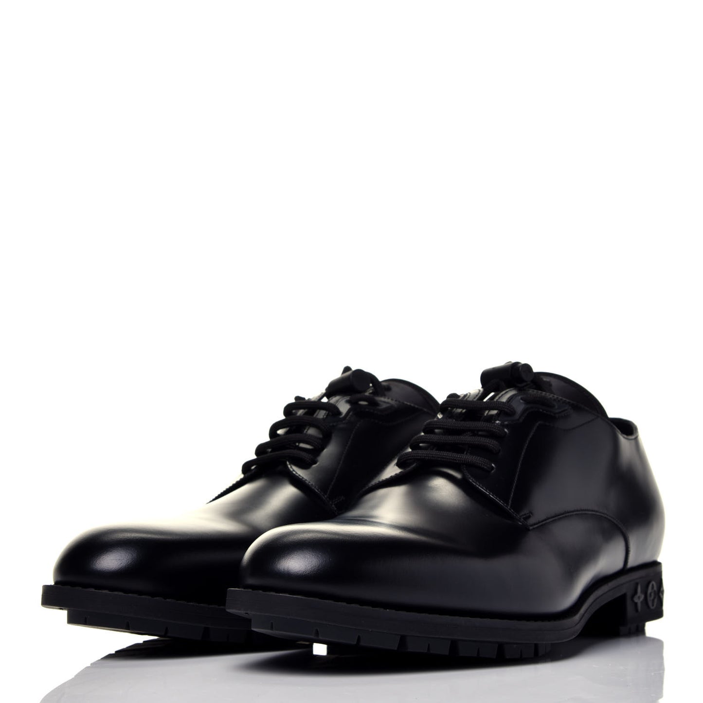 Calfskin Mens Derby LV Harness Shoes 9 Black