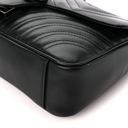 Gucci Calfskin Matelasse Monochrome Small GG Marmont Shoulder Bag Black 11 of 12