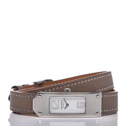 Hermes Stainless Steel Swift 15mm Kelly II Double Tour Quartz Watch Etoupe 3 of 6
