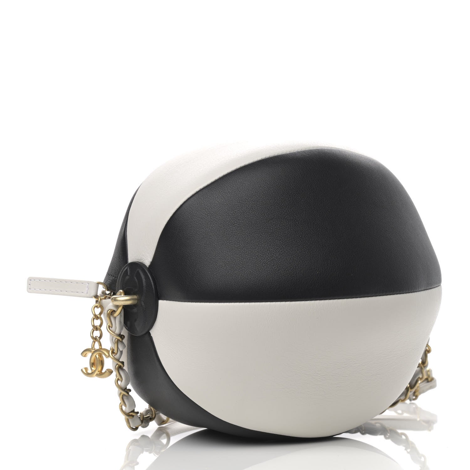 Chanel Calfskin Coco Beach Ball Bag White Black 4 of 10