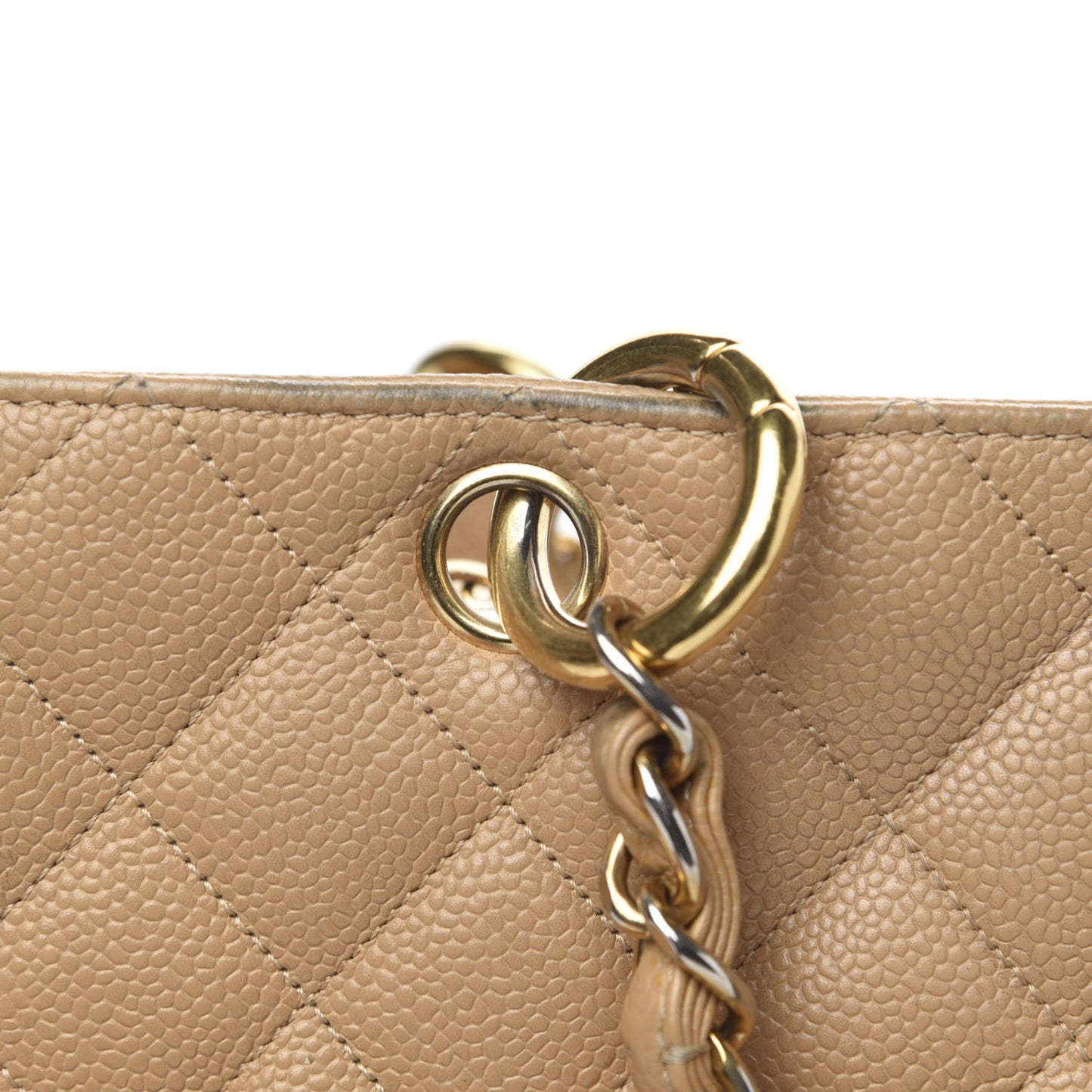 Caviar Quilted Grand Shopping Tote GST Beige Clair