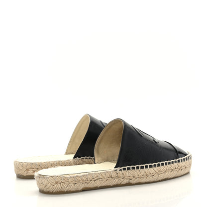 Chanel Goatskin Patent Calfskin CC Espadrille Mules 36 Black 4 of 9
