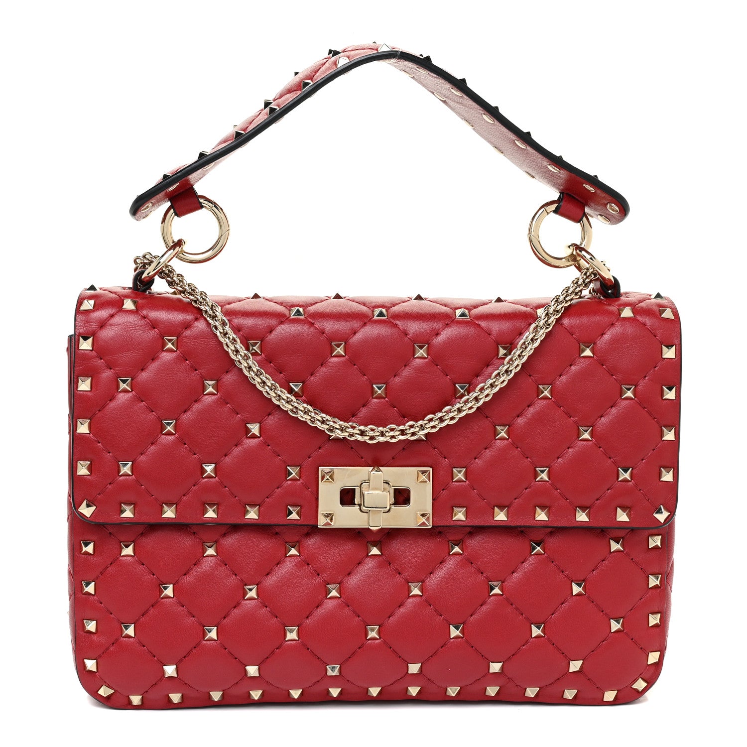Valentino Garavani Nappa Medium Rockstud Spike Shoulder Bag Rosso Valentino 1 of 12