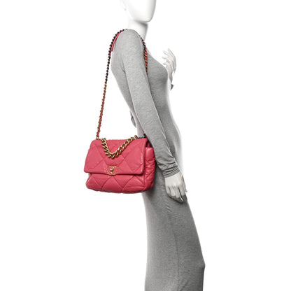 Chanel Lambskin Quilted Large Chanel 19 Flap Dark Pink 2 of 19
