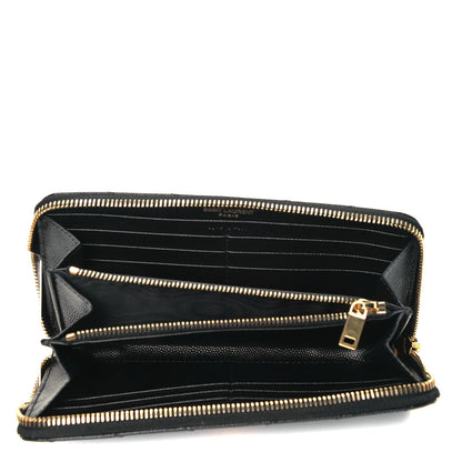 Saint Laurent Grain De Poudre Matelasse Chevron Monogram Zip Around Wallet Black 5 of 6