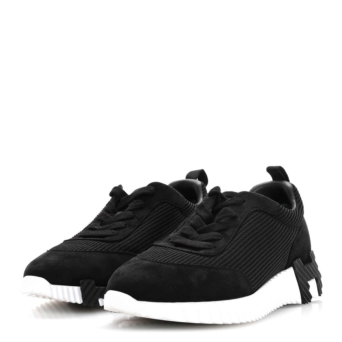 Air Mesh Suede Goatskin Bouncing Sneakers 38 Black
