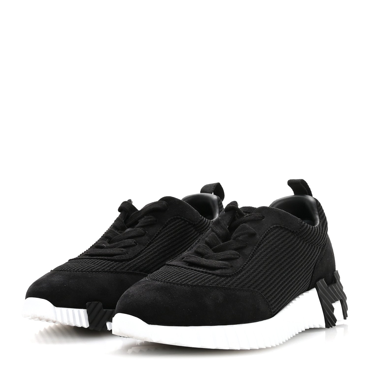 Hermes Air Mesh Suede Goatskin Bouncing Sneakers 38 Black 4 of 9