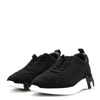 Hermes Air Mesh Suede Goatskin Bouncing Sneakers 38 Black 4 of 9