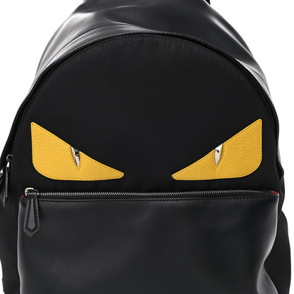 Fendi Nylon Vitello Liberty Vitello Dolce Monster Eyes Rounded Backpack Black Sunflower 8 of 17
