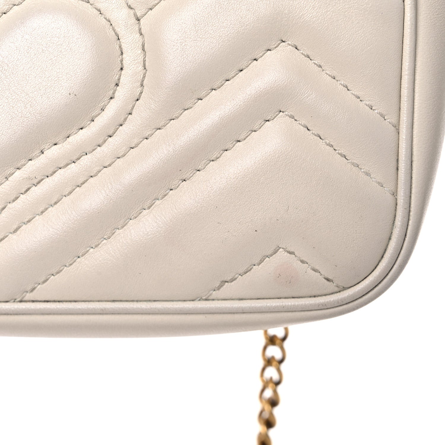 Gucci Calfskin Matelasse Super Mini GG Marmont Shoulder Bag White 18 of 19
