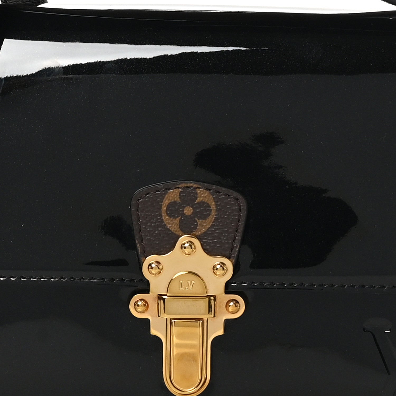 Louis Vuitton Patent Calfskin Monogram Cherrywood BB Black 7 of 9