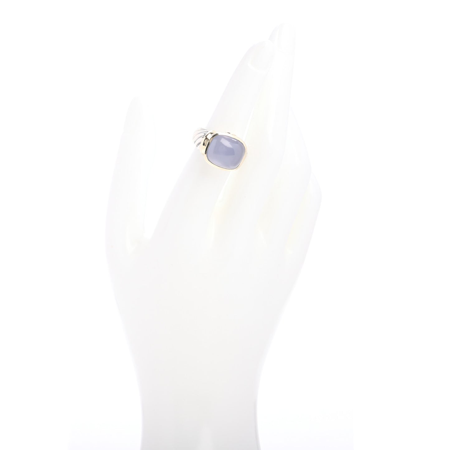 Sterling Silver 14K Yellow Gold Chalcedony 14mm Noblesse Ring 52 6