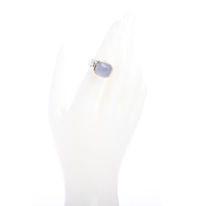 David Yurman Sterling Silver 14K Yellow Gold Chalcedony 14mm Noblesse Ring 52 6 2 of 6