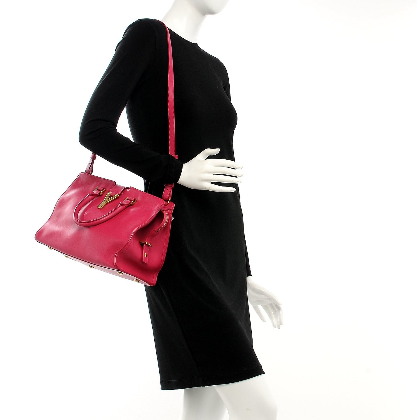 Calfskin Small Classic Y Cabas Fuchsia