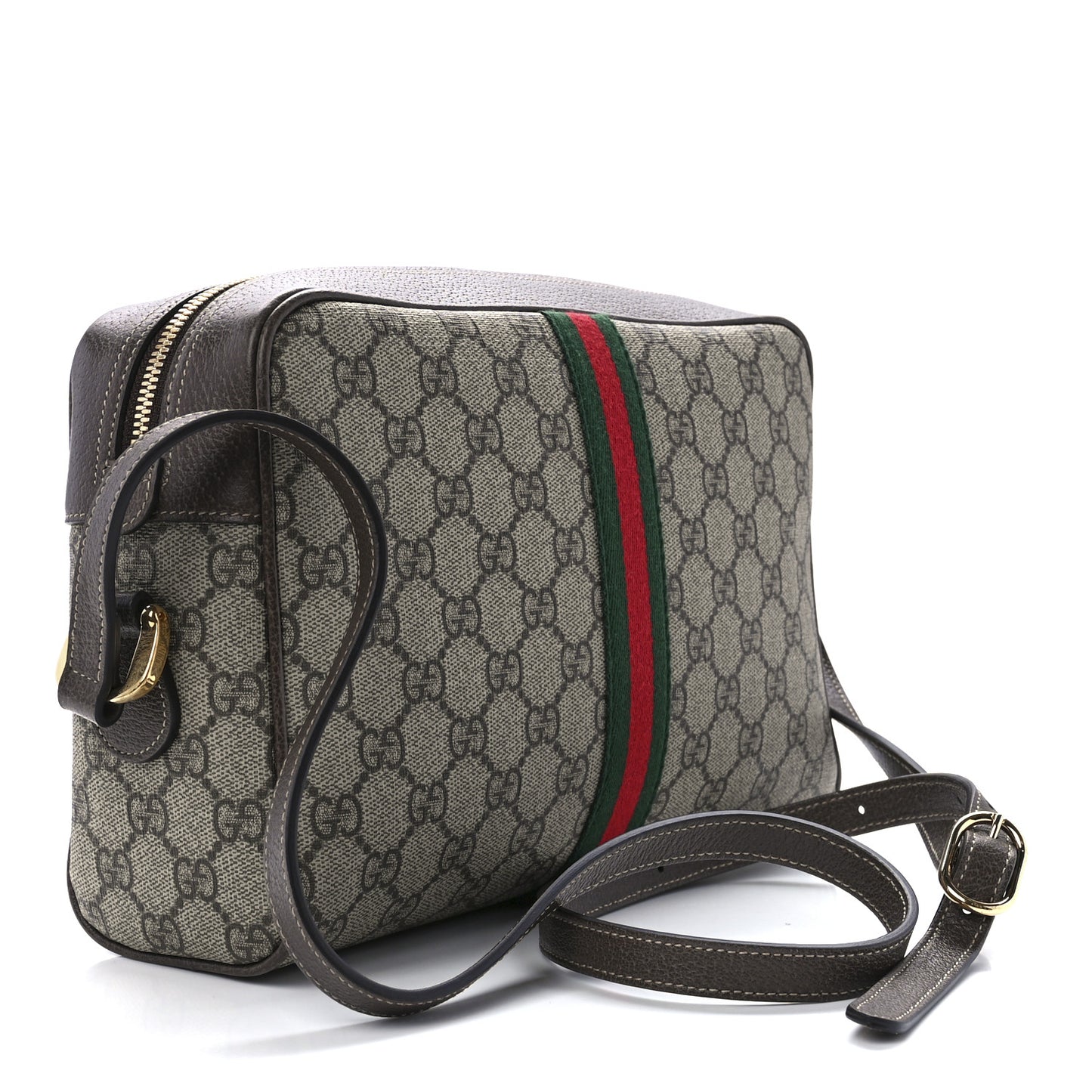 GG Supreme Monogram Web Small Ophidia Shoulder Bag Brown