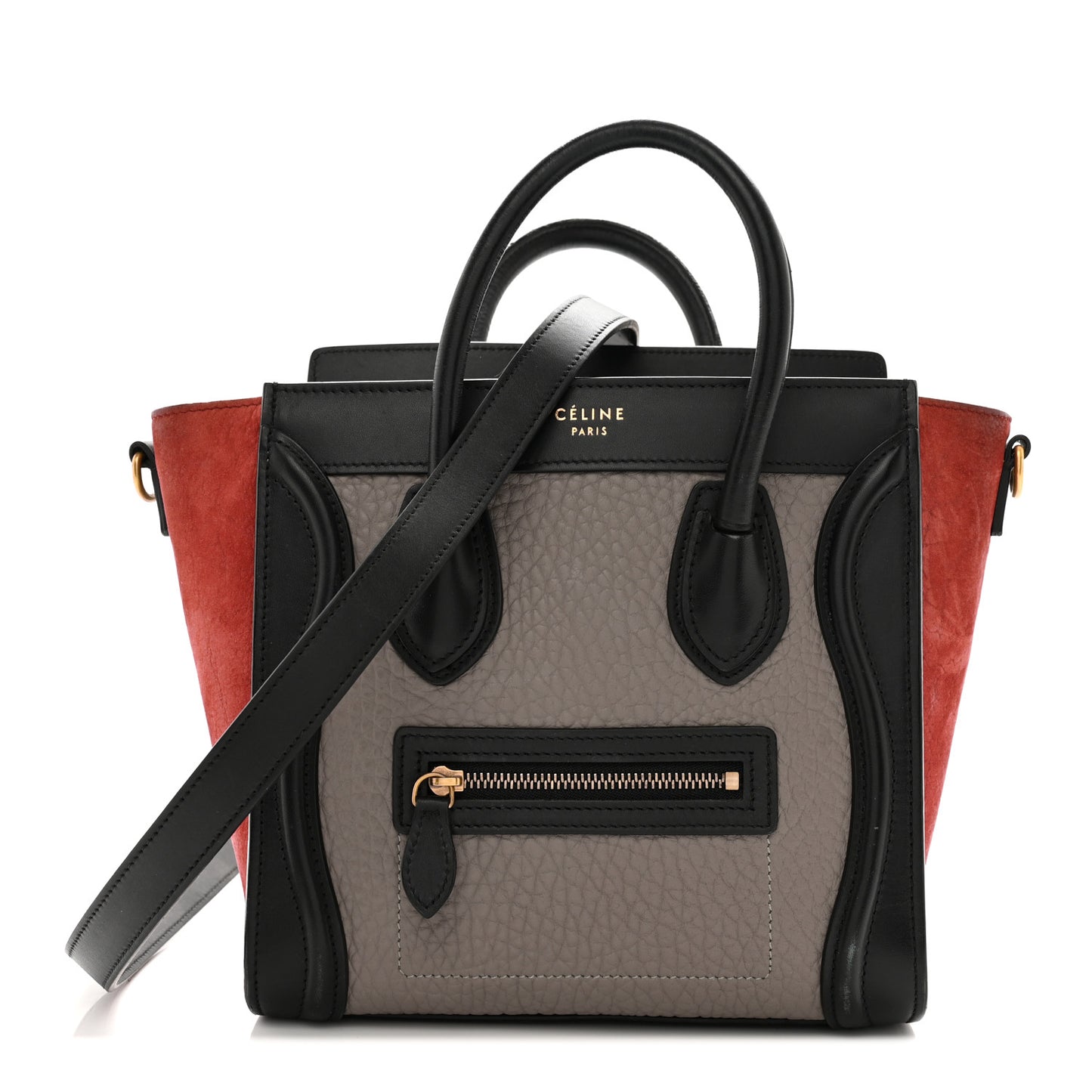 Bullhide Calfskin Nubuck Nano Tri-Color Luggage Ruby