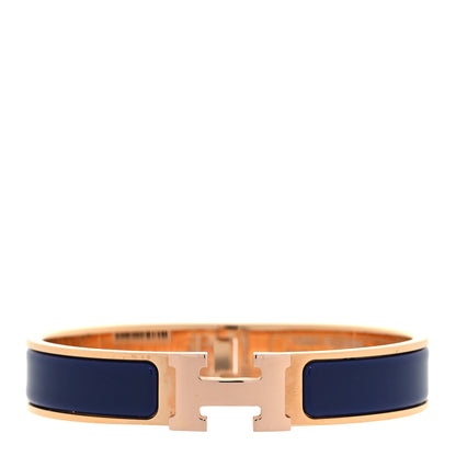Hermes Enamel Narrow Clic Clac H Bracelet GM Bleu Imperial 1 of 7