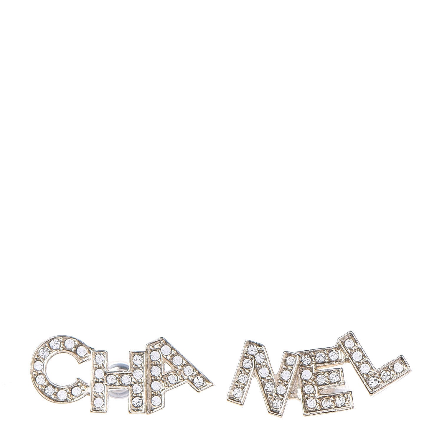 Chanel Crystal Pearl Signature Stud Earrings Gold 1 of 3
