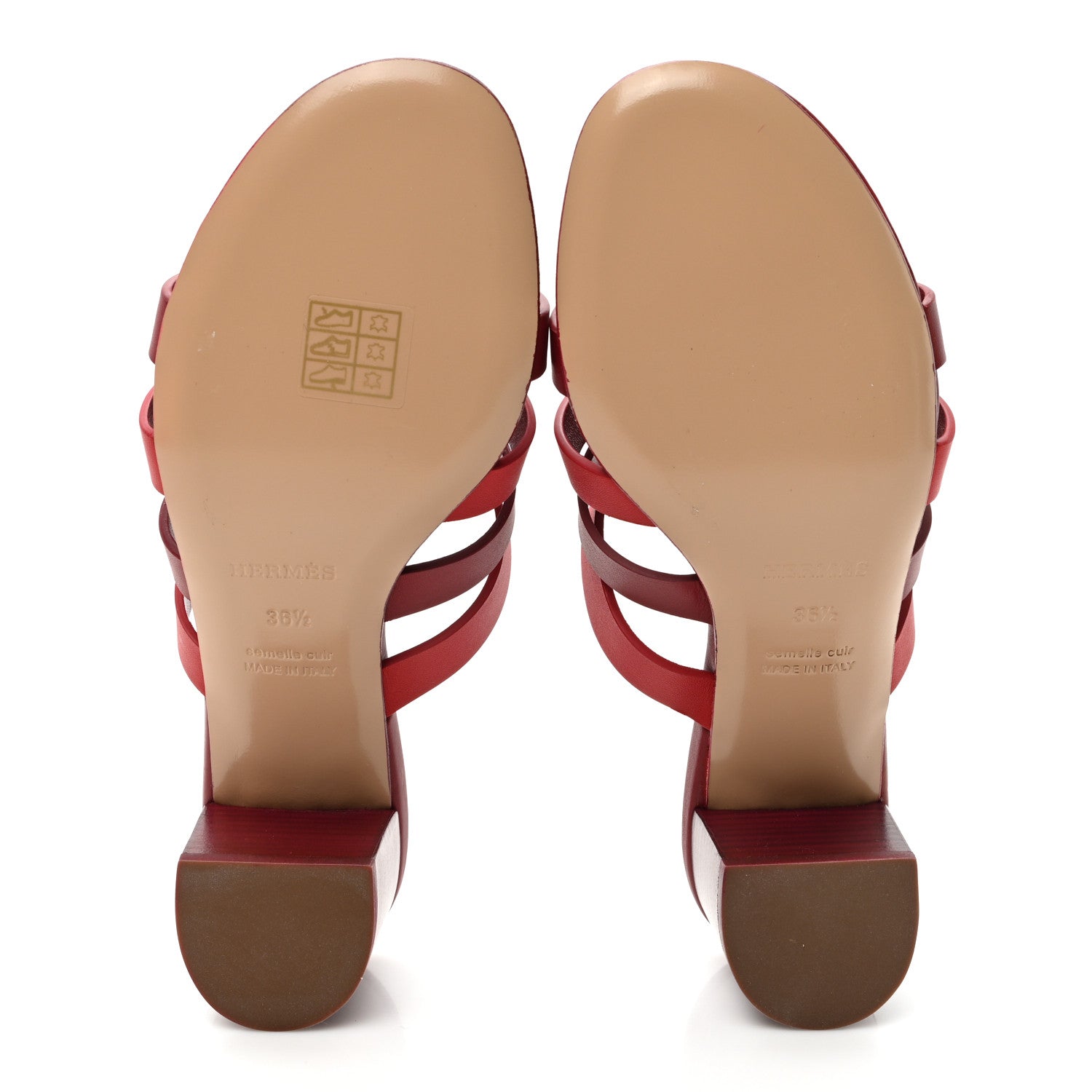 Hermes Calfskin Amica Sandals 36.5 Rouge Grenat Orange Solaire 5 of 7