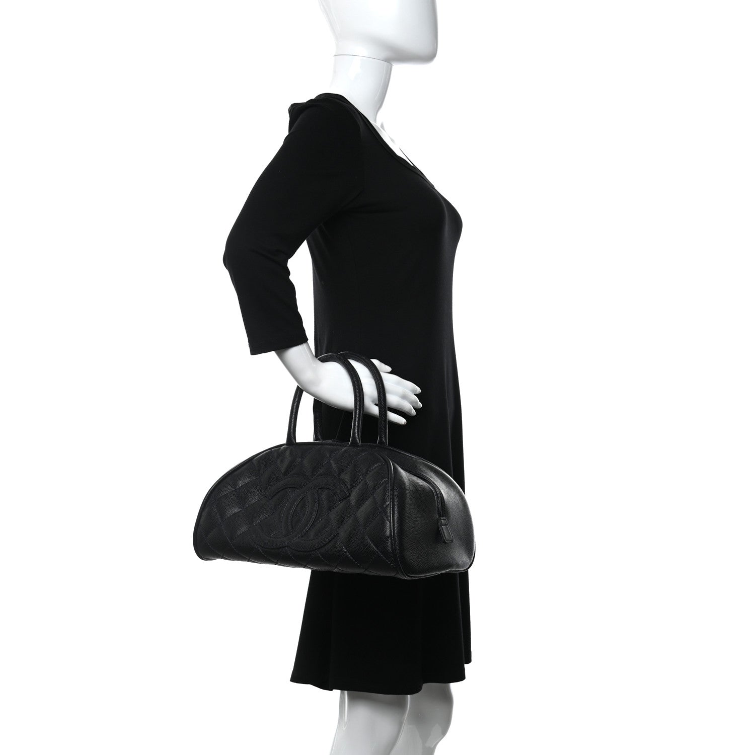Chanel Caviar Quilted Bowler Navy Blue 2 of 10