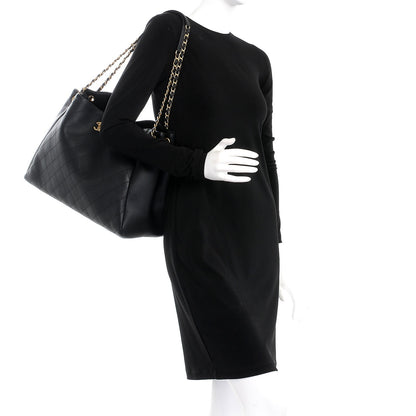 Chanel Grained Calfskin Quilted Large Supple Rock Shopping Tote Black 2 of 7