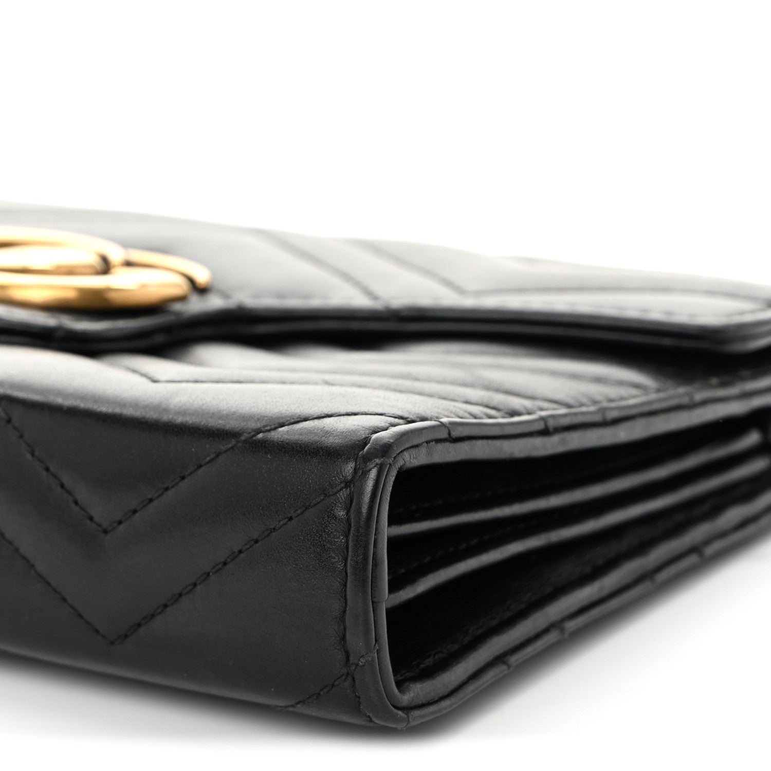 Gucci Calfskin Matelasse GG Marmont Chain Wallet Black 10 of 12