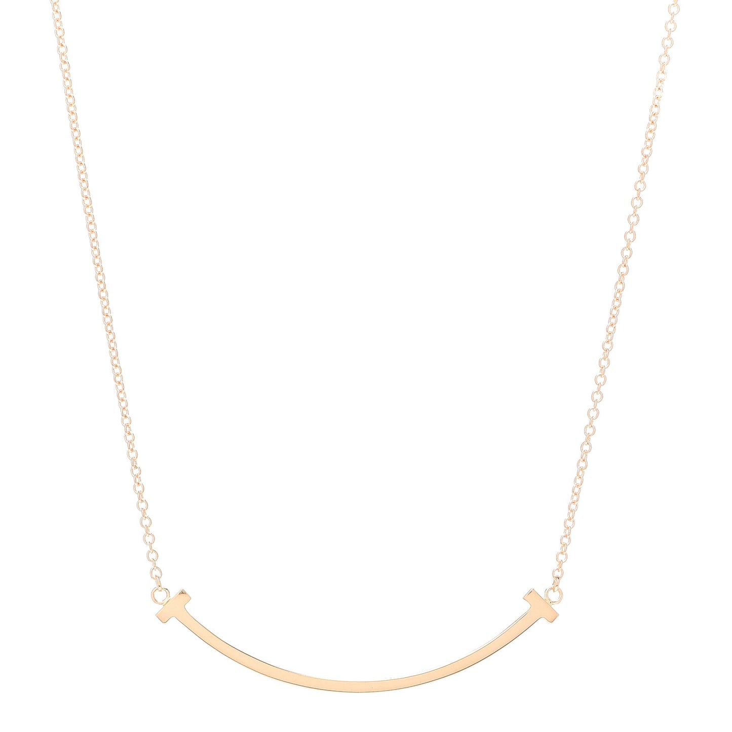 18K Rose Gold Small T Smile Pendant Necklace