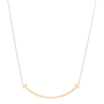 Tiffany 18K Rose Gold Small T Smile Pendant Necklace 1 of 5