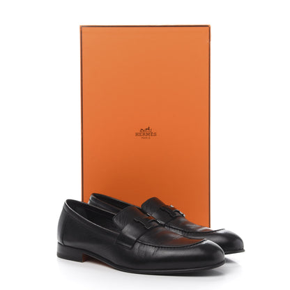 Hermes Goatskin Mens Paris Loafers 40 Black 9 of 9