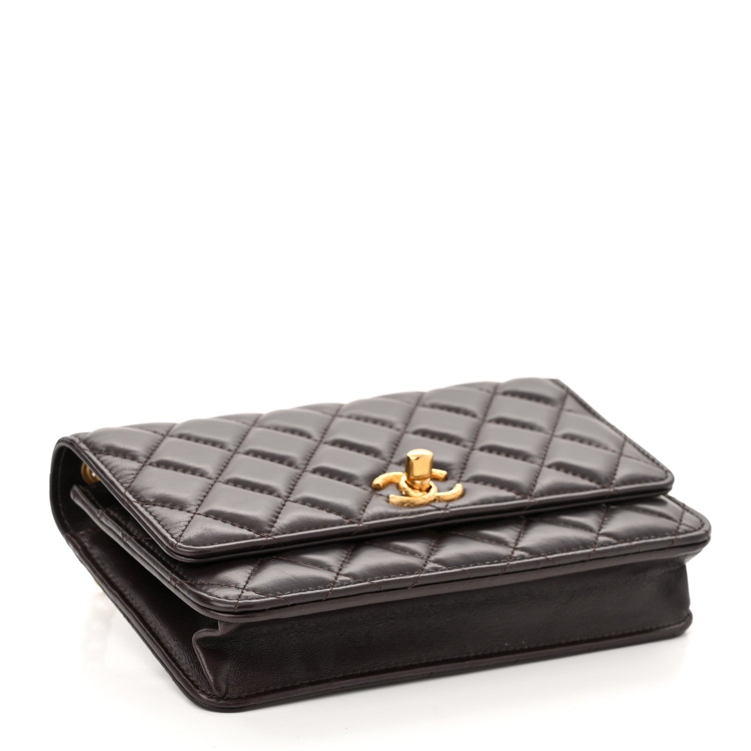 Chanel Lambskin Quilted Pillow Crush Wallet On Chain WOC Dark Brown 3 of 11