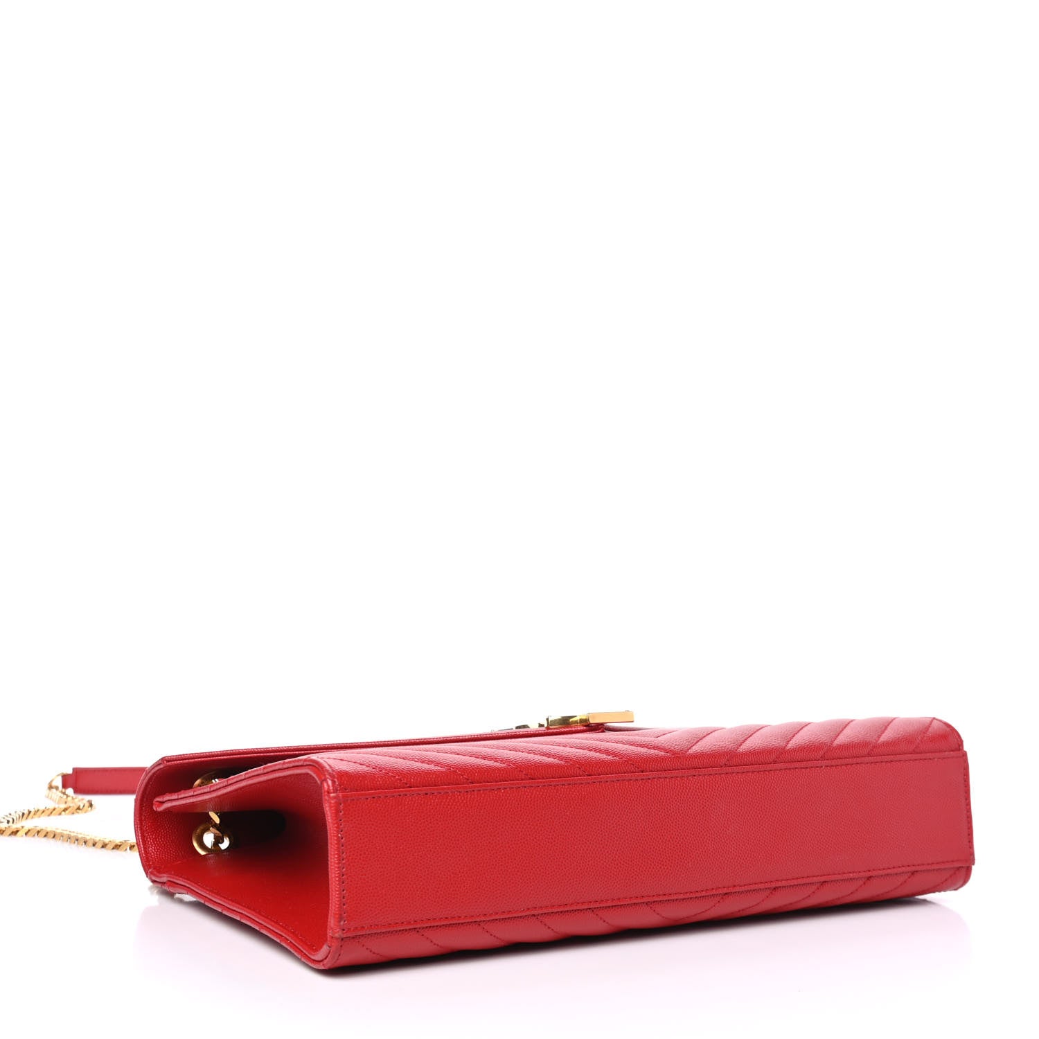 Saint Laurent Grain De Poudre Matelasse Chevron Large Monogram Satchel Lipstick Red 3 of 4