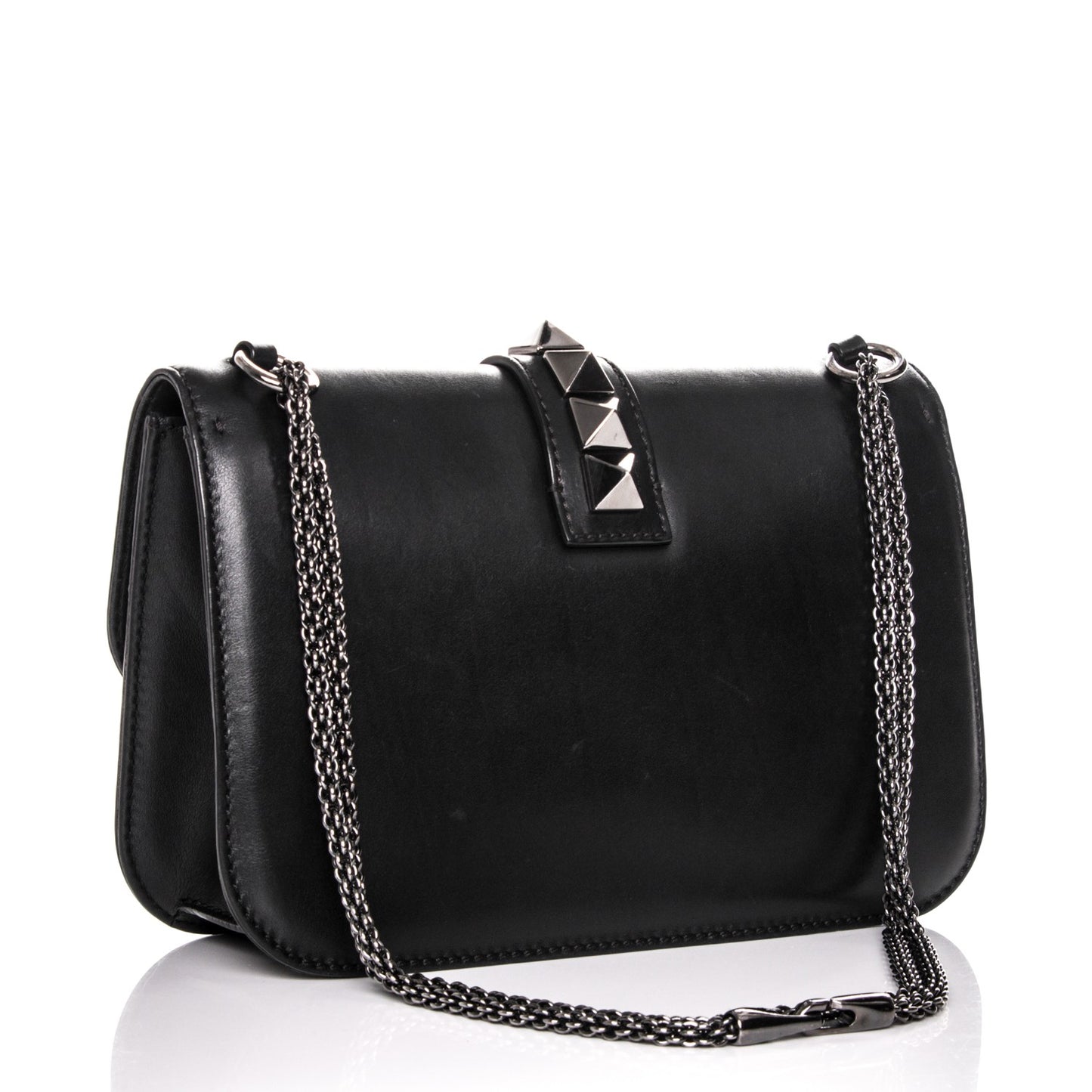 Vitello Medium Glam Lock Rockstud Flap Black