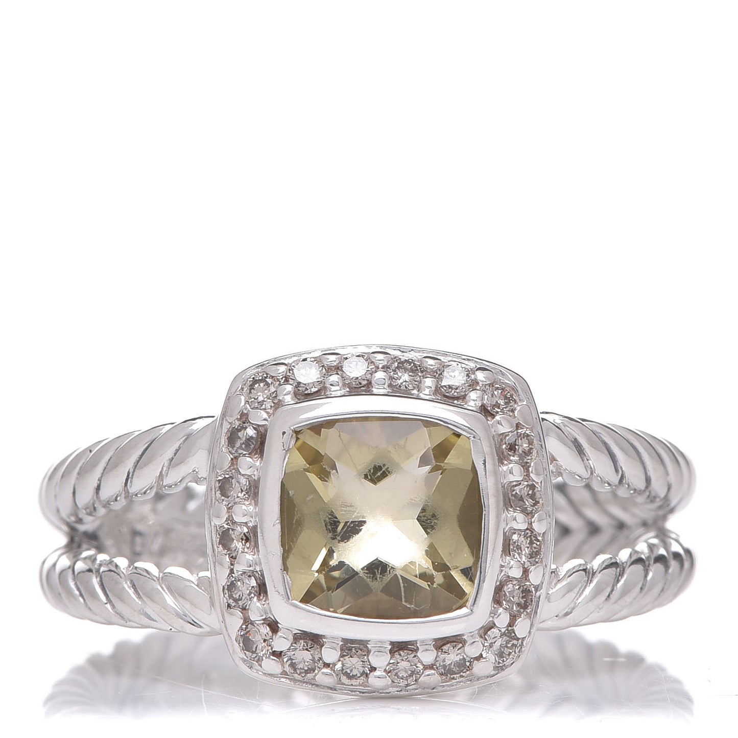 Sterling Silver Diamond Prasiolite 7mm Petite Albion Ring 54 7