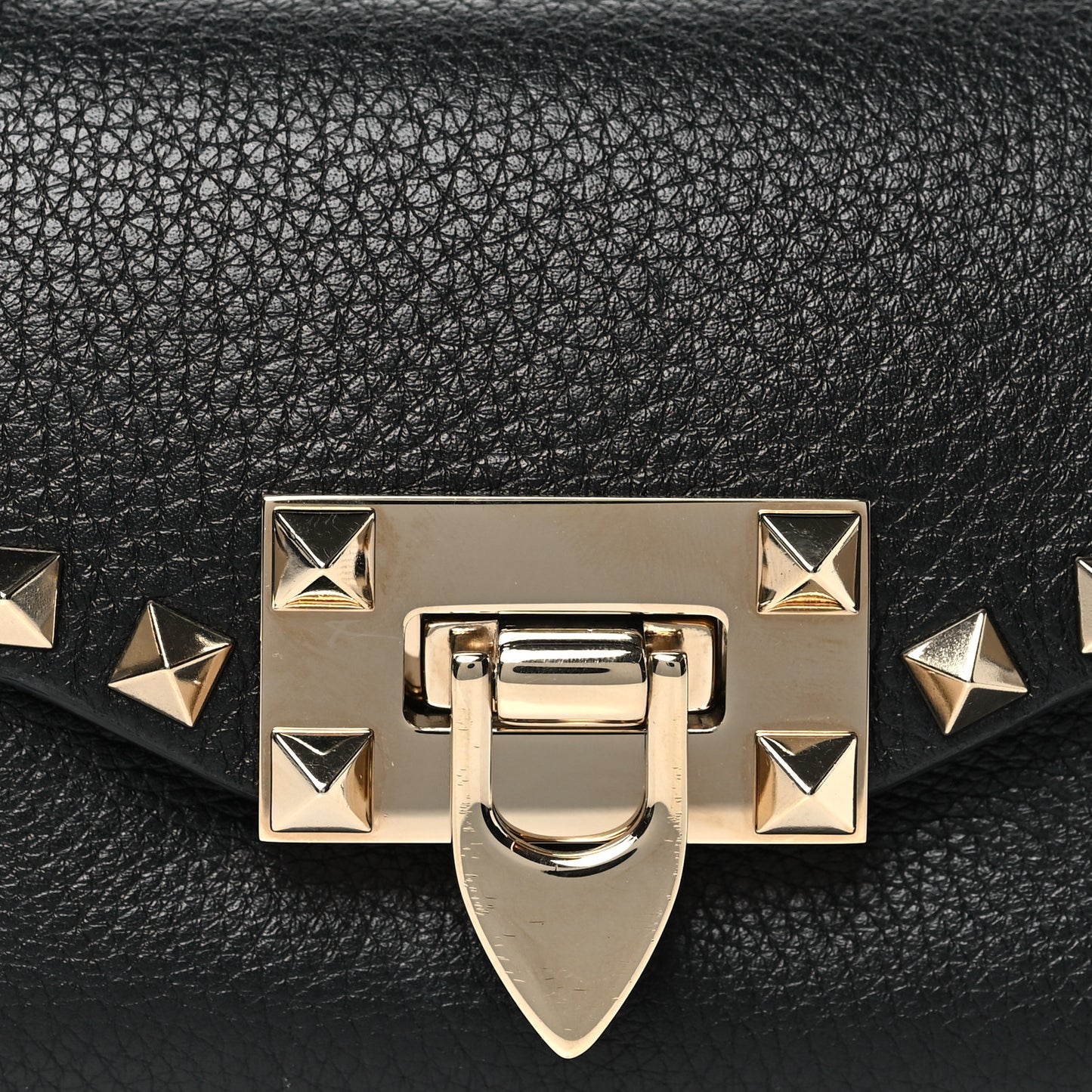 Pebbled Calfskin Mini Rockstud Crossbody Bag Black