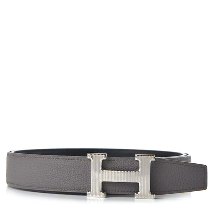 Hermes Box Togo Strie 32mm H Belt 110 Black Etain 1 of 5