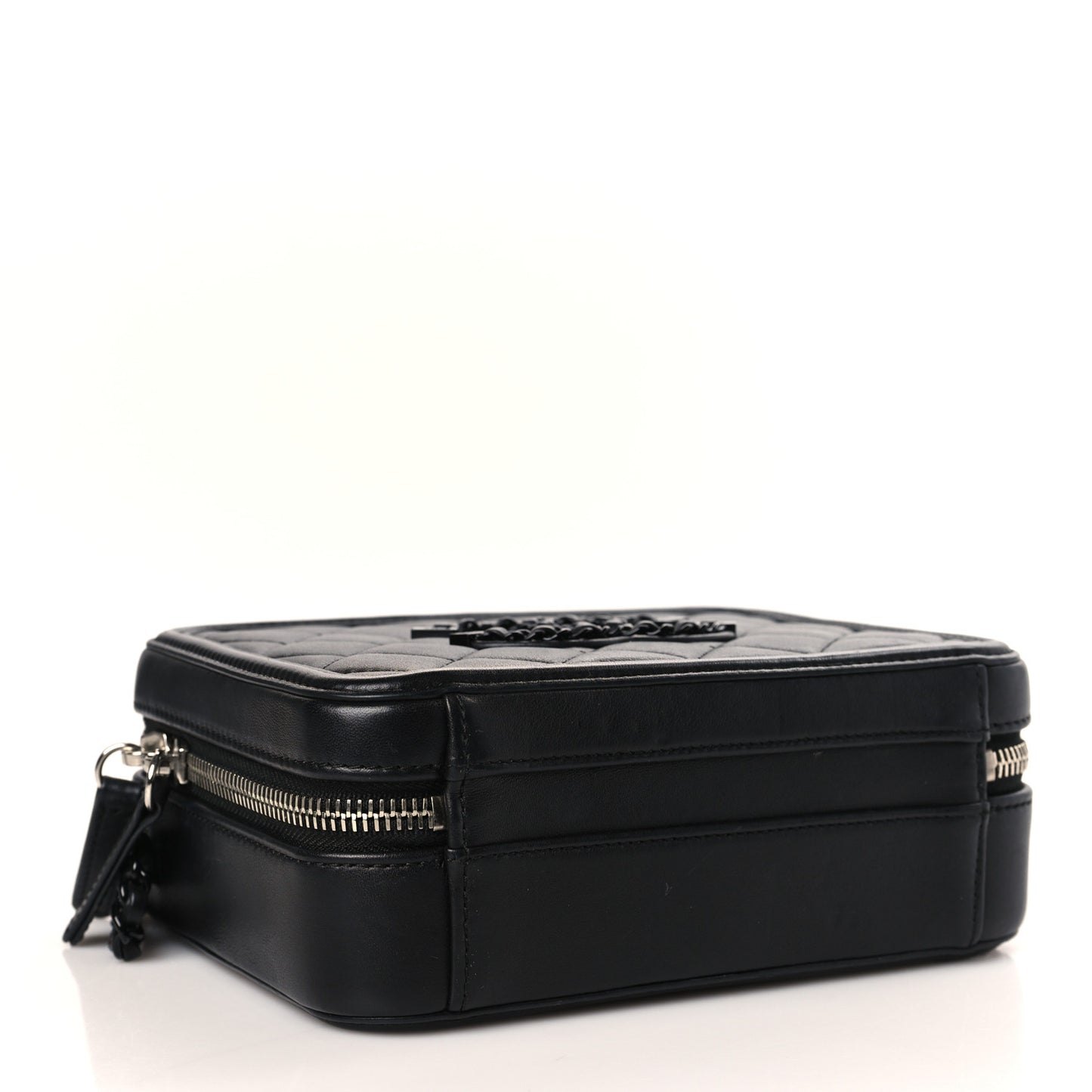 Lambskin Quilted Small CC Filigree Vanity Case Black